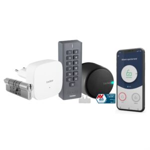 Tedee Smart Lock Tedee Go Retrofit Smart Lock for Multipoint Locks - WiFi, Bluetooth & Code Access with App, Keypad, Web Portal, Link - Black
