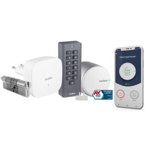 Tedee Smart Lock Tedee Go Retrofit Smart Lock for Multipoint Locks - WiFi, Bluetooth & Code Access with App, Keypad, Web Portal, Link - Silver