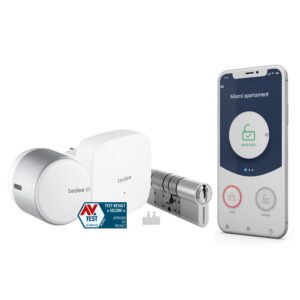Tedee Smart Lock Tedee Go Retrofit Smart Lock for Multipoint Locks - WiFi & Bluetooth Access with App, Web Portal, Link - Silver