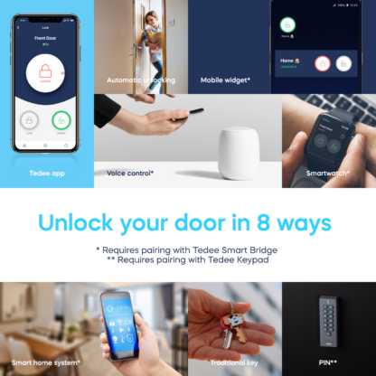 Tedee Smart Lock Tedee Go Retrofit Smart Lock for Multipoint Locks - WiFi & Bluetooth Access with App, Web Portal, Link - Silver - Image 2