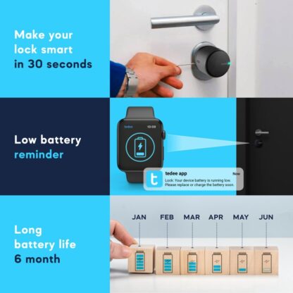Tedee Smart Lock Tedee Go Retrofit Smart Lock for Multipoint Locks - WiFi, Bluetooth & Code Access with App, Keypad, Web Portal, Link - Black - Image 4