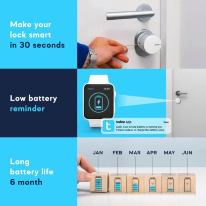 Tedee Smart Lock Tedee Go Retrofit Smart Lock for Multipoint Locks - WiFi & Bluetooth Access with App, Web Portal, Link - Silver - Image 4