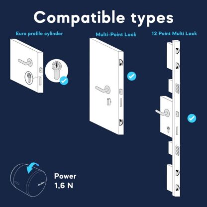Tedee Smart Lock Tedee Go Retrofit Smart Lock for Multipoint Locks - WiFi & Bluetooth Access with App, Web Portal, Link - Silver - Image 5